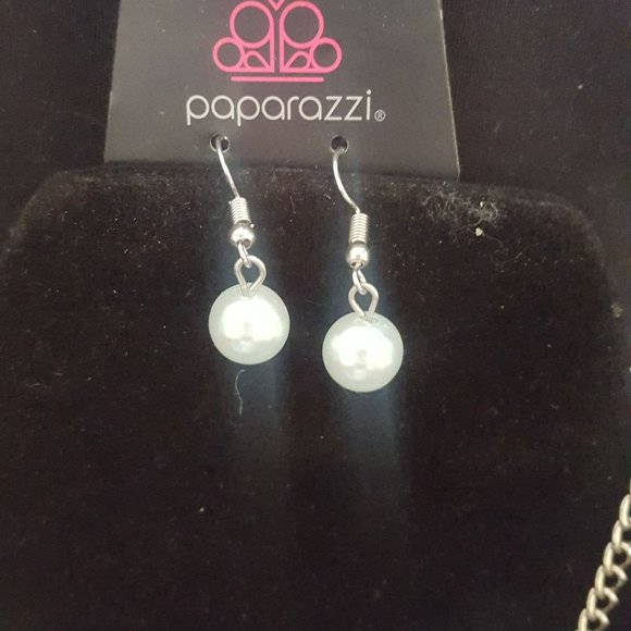 Paparazzi Blue Pearl and Silver Necklace Set J-9 - Picture 3 of 3